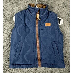 Weatherproof Vintage Infant Puffer Vest 12M Quilted Navy Blue Brown Zippered 12